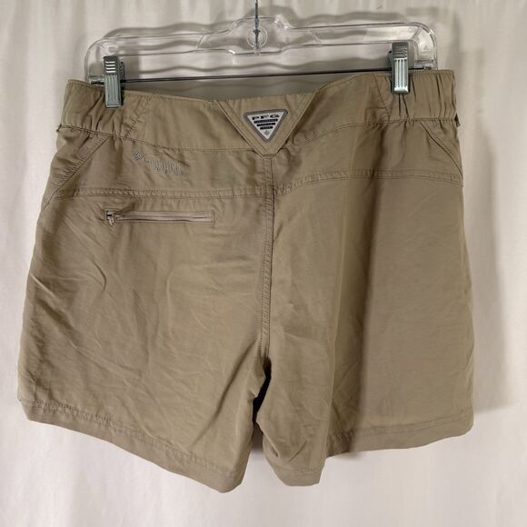 Columbia PFG Shorts Women's Medium Khaki Chino Stretch 5" Inseam Nylon - Picture 7 of 8